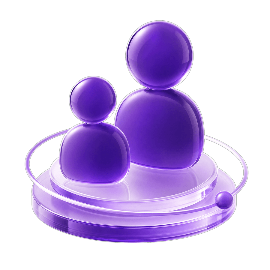 Abstract sculpture of two people on glass discs